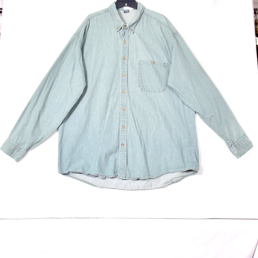 King Size for Big & Tall Men Vintage Button Down Green Shirt Size XLT